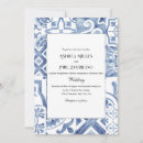 Buscar griega del boda invitaciones Azul y blanco