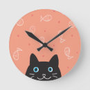 Buscar gato negro relojes de pared Divertido