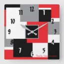 Buscar gris y rojo relojes de pared Abstracto