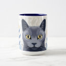 Buscar gato azul ruso tazas Gatos grises