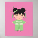 Buscar kimono verde Muñeca kokeshi