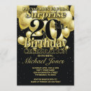 Buscar globos 20 invitaciones Negro