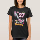 Buscar 27 años cumpleaños mujer camisetas Rosa