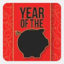 Buscar año chino del cerdo pegatinas Rojo
