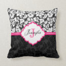 Buscar damasco blanco y negro cojines Monograma