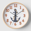 Buscar ancla náutica relojes de pared Azul
