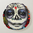 Buscar día de los muertos cojines Cráneo y flores