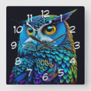 Buscar búho colorido relojes de pared Pájaros