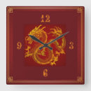 Buscar dragón chino relojes de pared Rojo