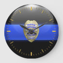 Buscar policial relojes de pared Delgada línea azul