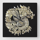 Buscar dragón chino relojes de pared Oro