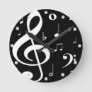 Buscar notas musicales negras relojes de pared Blanco y negro