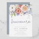 Buscar azul y plata invitaciones Floral