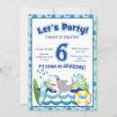 Buscar shark party invitaciones Cualquier niño