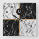 Buscar mármol blanco relojes de pared Monograma