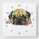 Buscar pug relojes de pared Divertido
