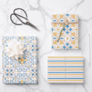 Buscar damasco azul papel de regalo Geométrico