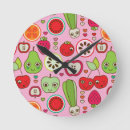 Buscar fruta del dibujo animado relojes de pared Fondo