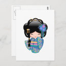 Buscar kimono azul postales Kokeshi