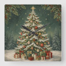 Buscar árbol navidad cuadrados de relojes de pared Clásico