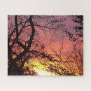Buscar árboles desnudos puzzles Puesta de sol