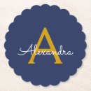 Buscar oro y azul posavasos Monograma