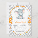 Buscar gris y naranja invitaciones Elefante