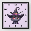 Buscar gato halloween de relojes de pared Bruja