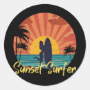 Buscar surfer pegatinas Puesta de sol