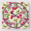 Buscar cerezas lindas relojes de pared Rojo