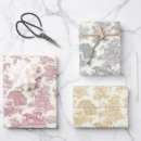 Buscar rosa y gris papel de regalo Toile de jouy