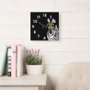 Buscar cebra relojes de pared Blanco y negro