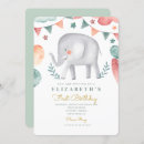 Buscar del elefante invitaciones de cumpleaños Colorido