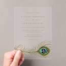 Buscar pavo real elegante invitaciones Vintage