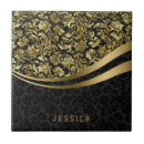 Buscar damasco elegante azulejos Negro