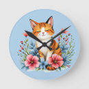 Buscar gatito en flores relojes de pared Para ella