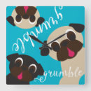 Buscar pug relojes de pared Negro