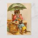 Buscar gatos con los paraguas postales Vintage