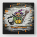 Buscar gato halloween de relojes de pared Calabaza