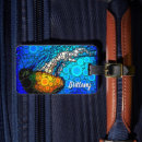 Buscar naranja etiquetas para maletas Fotografía