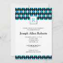Buscar argyle azul invitaciones Monograma