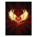 Buscar corazón con alas posters Rojo