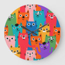 Buscar gatos coloridos relojes de pared Divertido