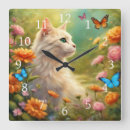 Buscar mariposas blancas relojes de pared Flores