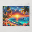 Buscar puesta del sol del delfín postales Naranja