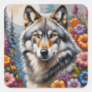 Buscar lobo cara pegatinas Flores