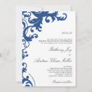 Buscar damasco azul y blanco invitaciones Marina