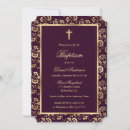 Buscar púrpura invitaciones para bautizos Púrpura y oro