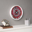 Buscar gris y rojo relojes de pared Negro