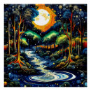Buscar iluminado por la luna posters Bosque